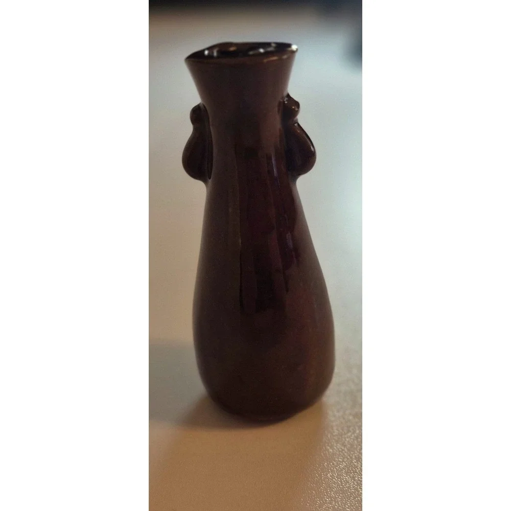 Vintage Miniature Brown‎ Banko Ware Vase Japan Mid Century Modern 3 Inch Small